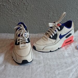 Nike Kids Sneakers - Cream, Black, Blue, and Red